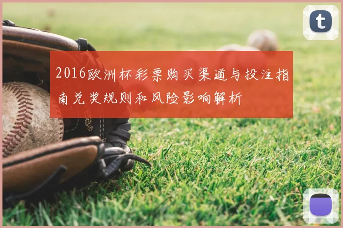2016欧洲杯彩票购买渠道与投注指南兑奖规则和风险影响解析
